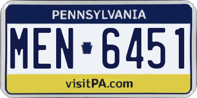 PA license plate MEN6451