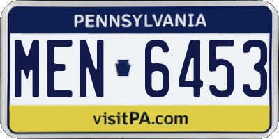 PA license plate MEN6453