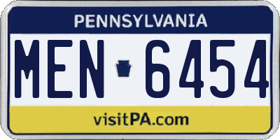 PA license plate MEN6454