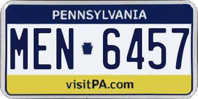 PA license plate MEN6457
