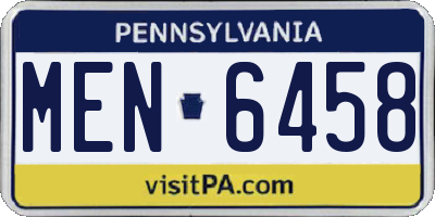 PA license plate MEN6458