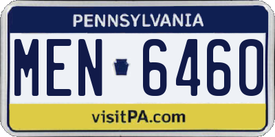 PA license plate MEN6460