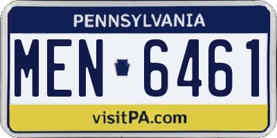 PA license plate MEN6461