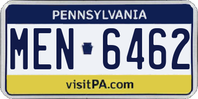 PA license plate MEN6462