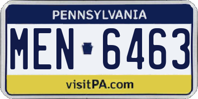 PA license plate MEN6463
