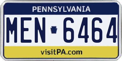 PA license plate MEN6464