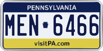 PA license plate MEN6466