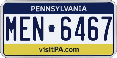 PA license plate MEN6467