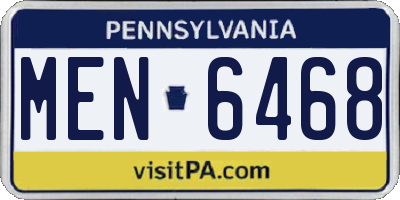 PA license plate MEN6468