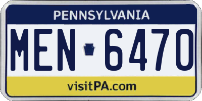 PA license plate MEN6470
