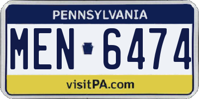PA license plate MEN6474