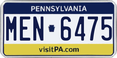 PA license plate MEN6475