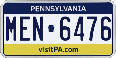 PA license plate MEN6476