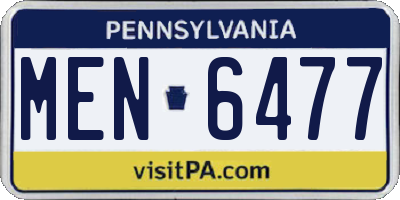 PA license plate MEN6477