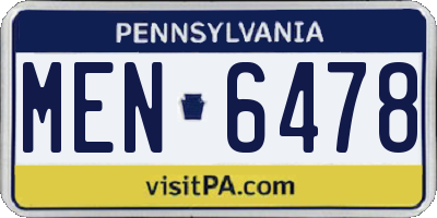 PA license plate MEN6478