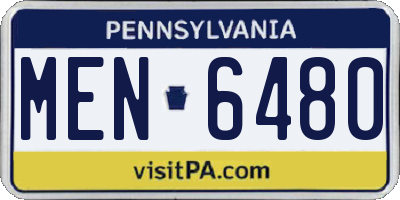 PA license plate MEN6480