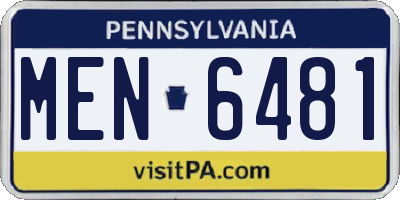 PA license plate MEN6481