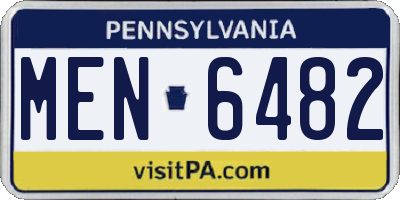 PA license plate MEN6482