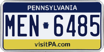 PA license plate MEN6485