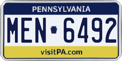 PA license plate MEN6492