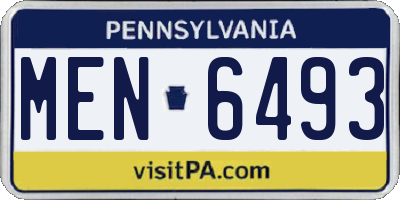 PA license plate MEN6493