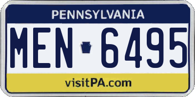 PA license plate MEN6495