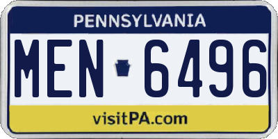 PA license plate MEN6496