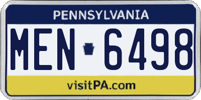 PA license plate MEN6498