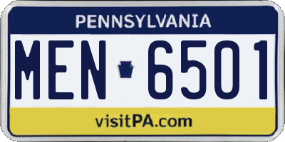 PA license plate MEN6501