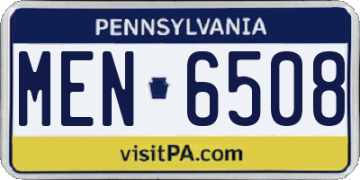 PA license plate MEN6508