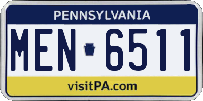 PA license plate MEN6511
