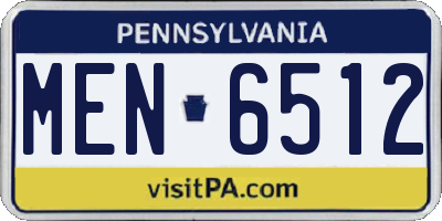 PA license plate MEN6512