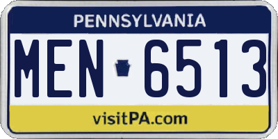 PA license plate MEN6513