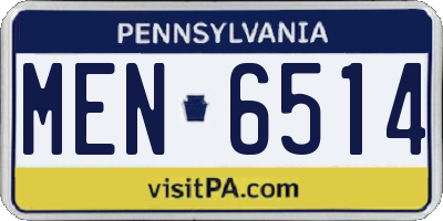 PA license plate MEN6514
