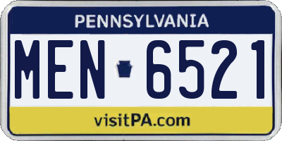 PA license plate MEN6521