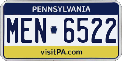 PA license plate MEN6522