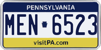 PA license plate MEN6523