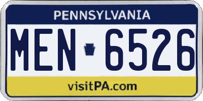 PA license plate MEN6526