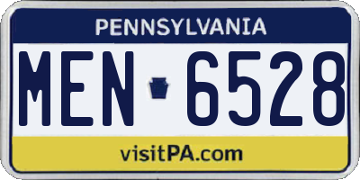 PA license plate MEN6528
