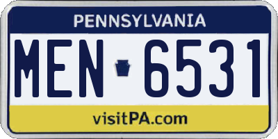 PA license plate MEN6531