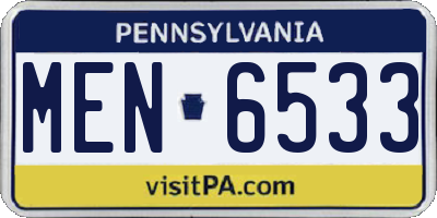 PA license plate MEN6533