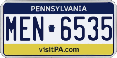 PA license plate MEN6535