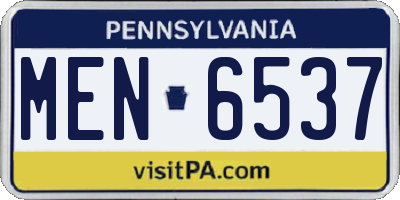 PA license plate MEN6537