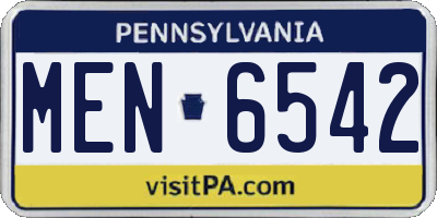 PA license plate MEN6542