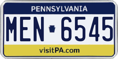 PA license plate MEN6545