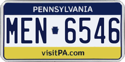 PA license plate MEN6546