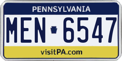 PA license plate MEN6547