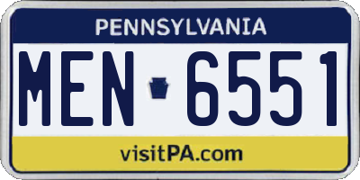 PA license plate MEN6551
