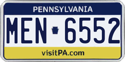 PA license plate MEN6552