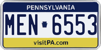 PA license plate MEN6553
